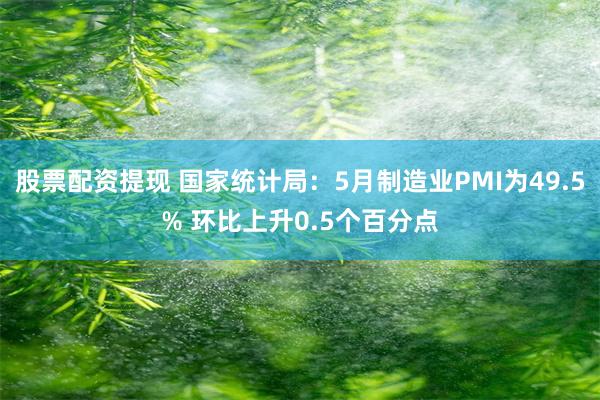 股票配资提现 国家统计局：5月制造业PMI为49.5% 环比上升0.5个百分点