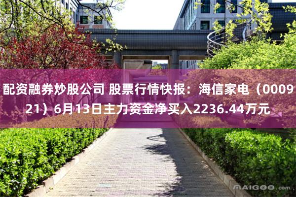 配资融券炒股公司 股票行情快报：海信家电（000921）6月13日主力资金净买入2236.44万元