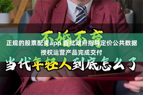 正规的股票配资app 首批政府指导定价公共数据授权运营产品完成交付