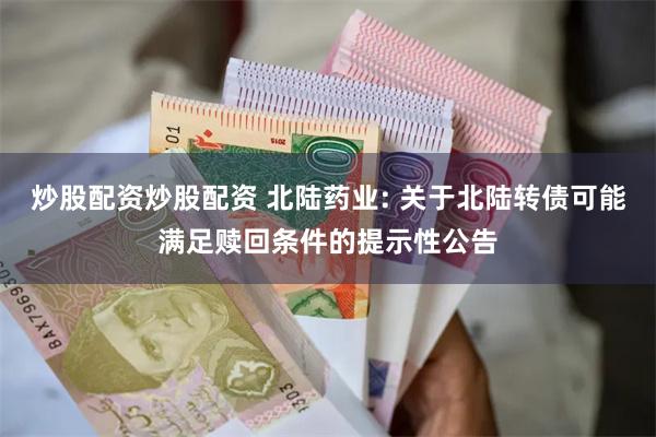 炒股配资炒股配资 北陆药业: 关于北陆转债可能满足赎回条件的提示性公告